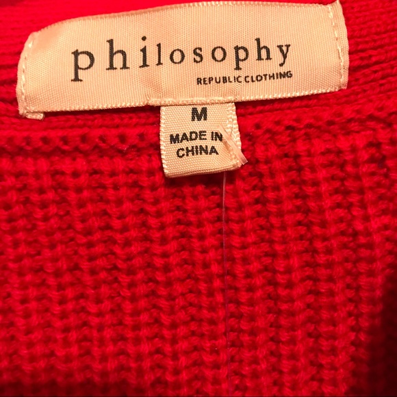 PHILOSOPHY V-NECK GOLD GROMMET RED SWEATER SIZE M - Picture 8 of 8